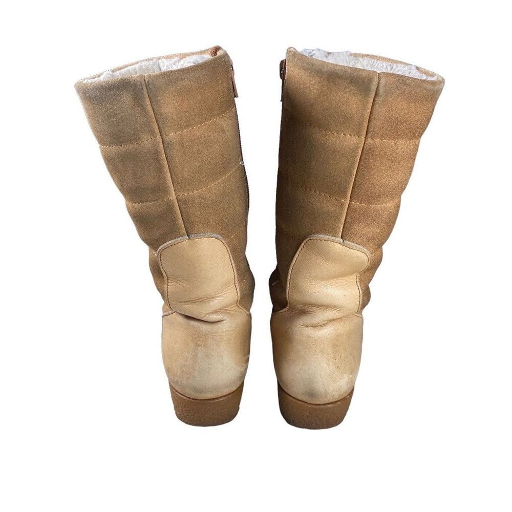 Vntg Blondo Canada Shearling Lined Beige Leather / Suede Women's Sz US 6 Boots‎ - Picture 5 of 16